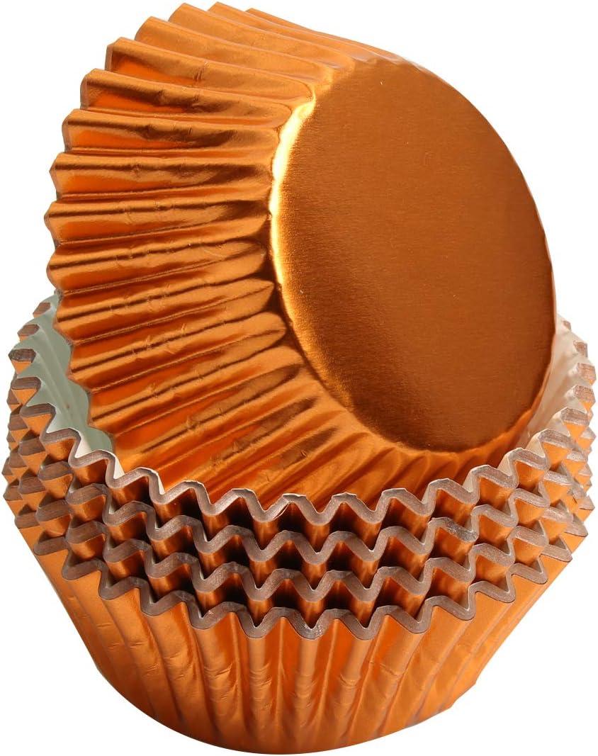 Mombake Standard Foil Orange Cupcake Liners Muffin Baking Cups for Party and More, 100-Count