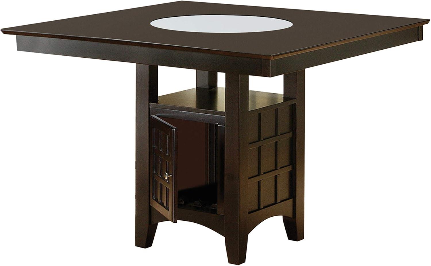 Cappuccino Wood Counter Height Dining Table with Storage