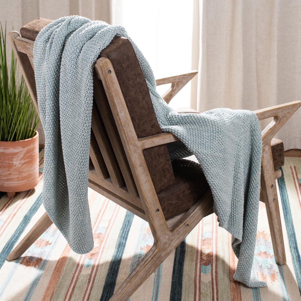 Liliana Knit Throw Blanket - Dull Blue/Natural - 50" x 60" - Safavieh .