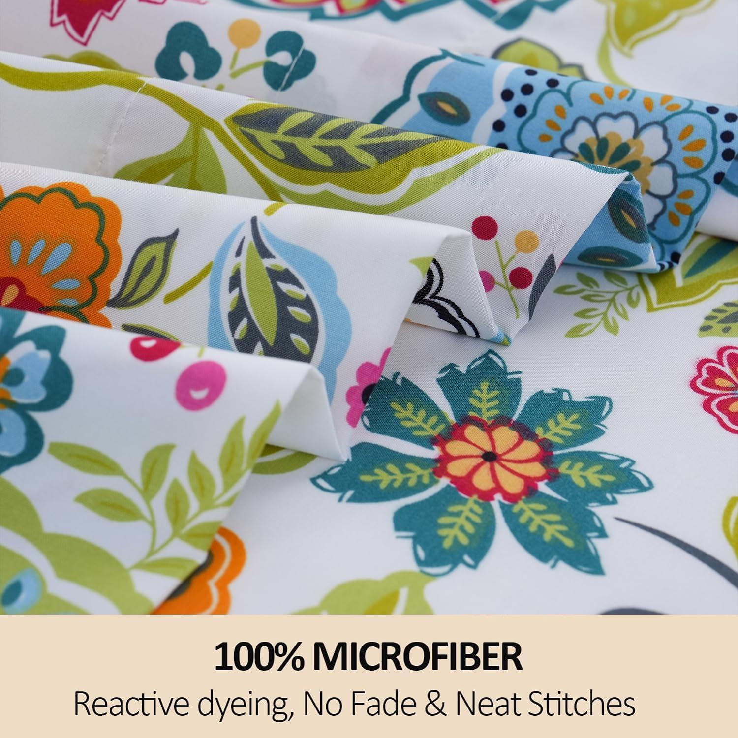 MEISHANG Queen Sheet Set - Floral Sheets Deep Pocket Ultra Soft Brushed Microfiber with Up to 16" Mattresses - Wrinkle Free - 4 Pieces(Queen,Spring Flower)