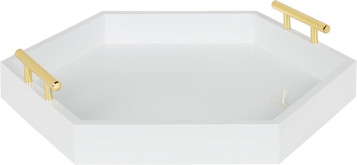 Kate and Laurel Lipton Tray, 18x18, White and Gold