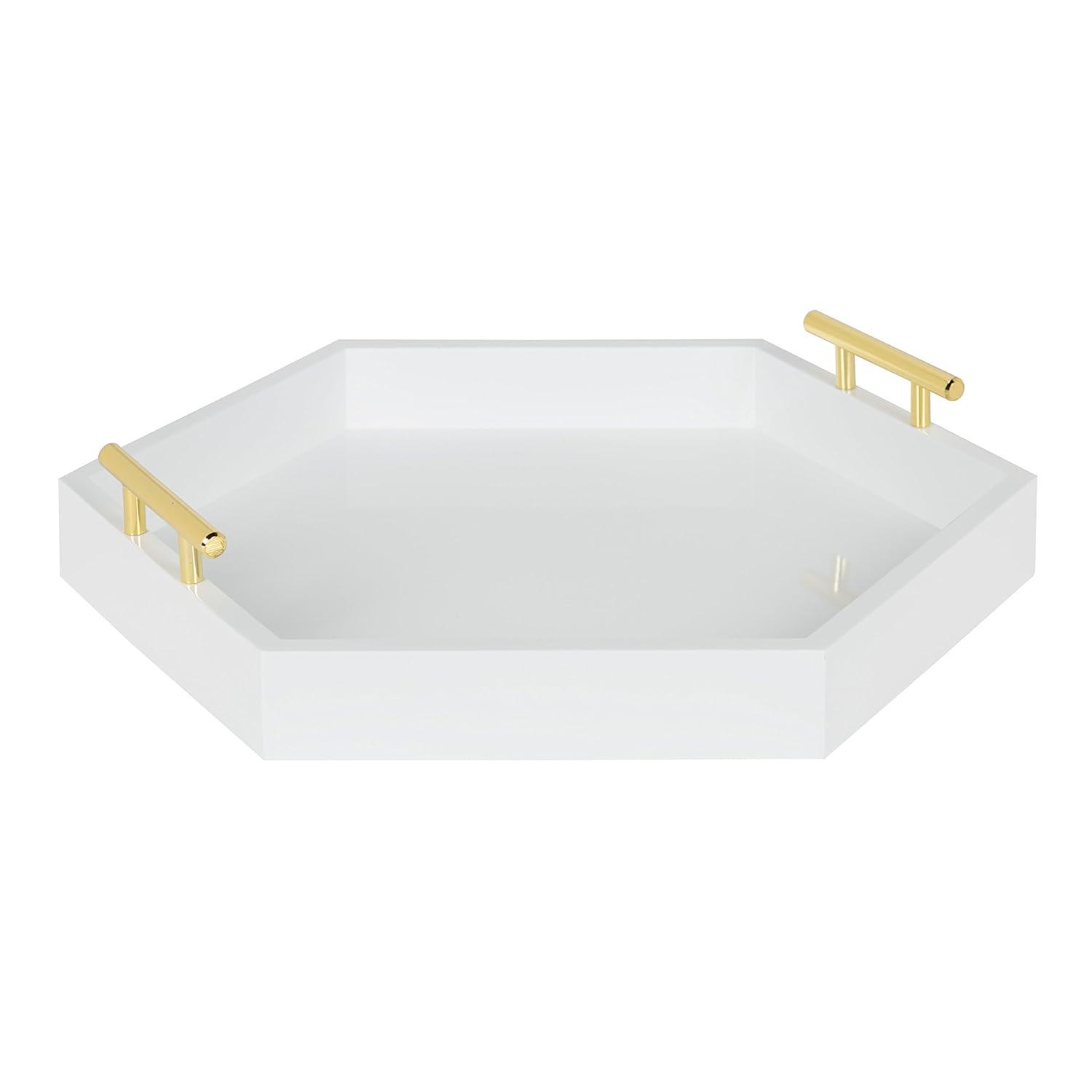 Kate and Laurel Lipton Tray, 18x18, White and Gold
