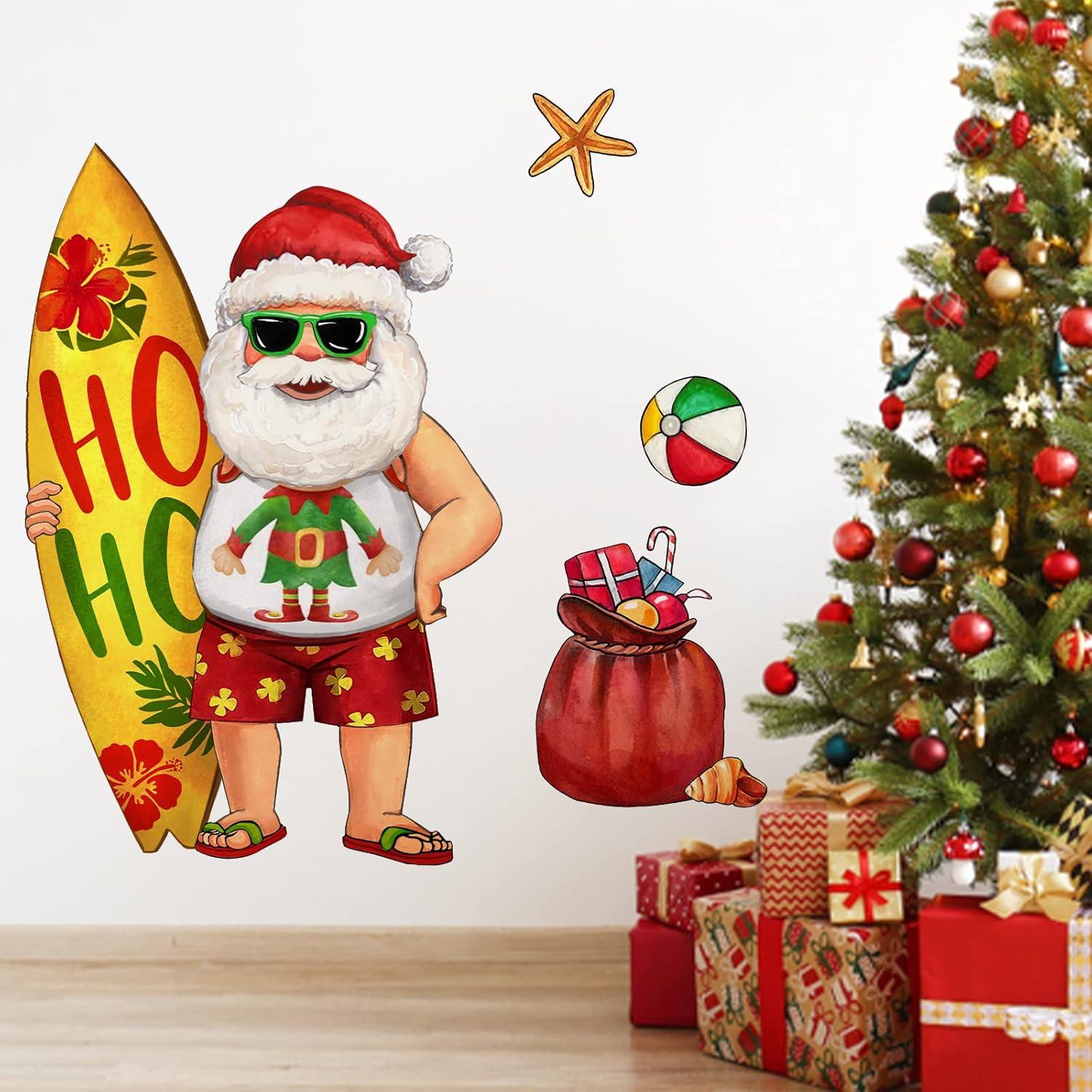 Hawaiian Christmas Santa Claus Wall Decals for Kids