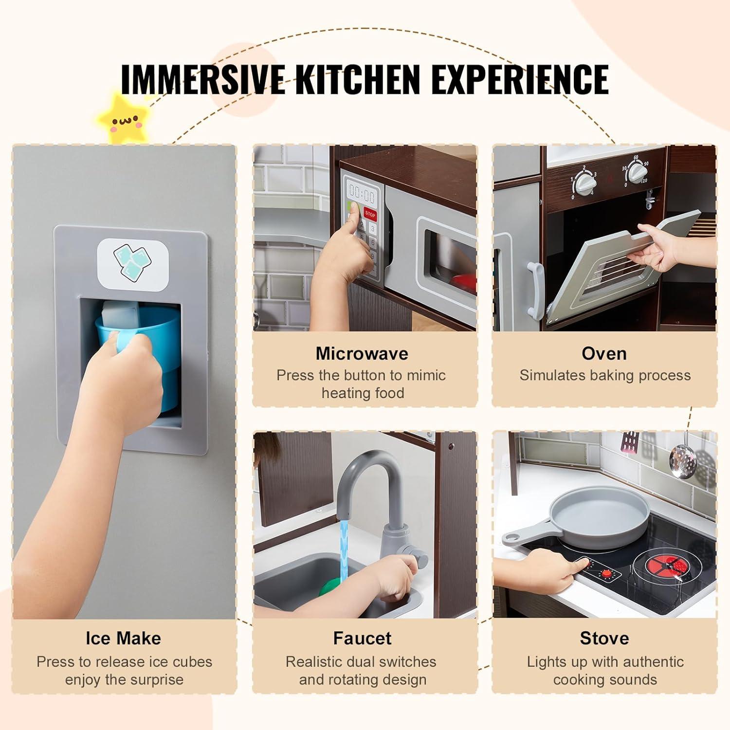 Kitchen Playset Kids Pretend Cooking Play Toy 24 Piece Accessories Children Pretend Play Toy White