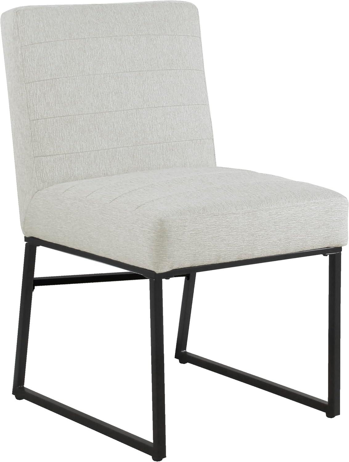 Channeled Metal Dining Chair: HomePop Modern Espresso Legs, Polyester Upholstery, 250lb Capacity