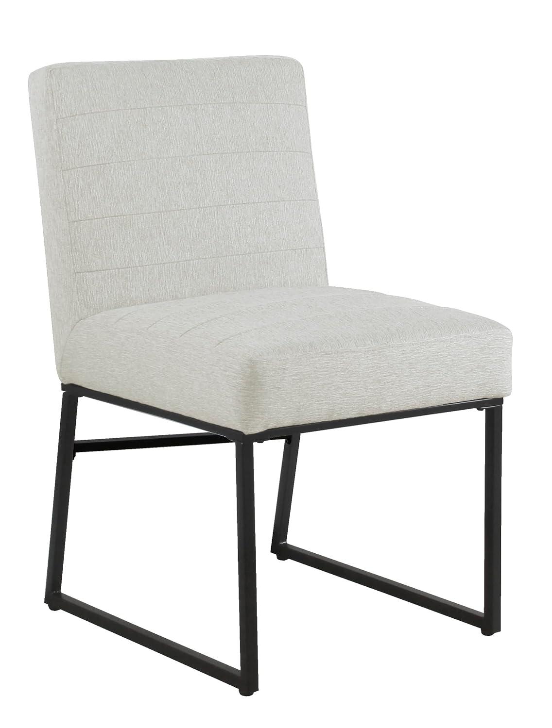 Channeled Metal Dining Chair: HomePop Modern Espresso Legs, Polyester Upholstery, 250lb Capacity