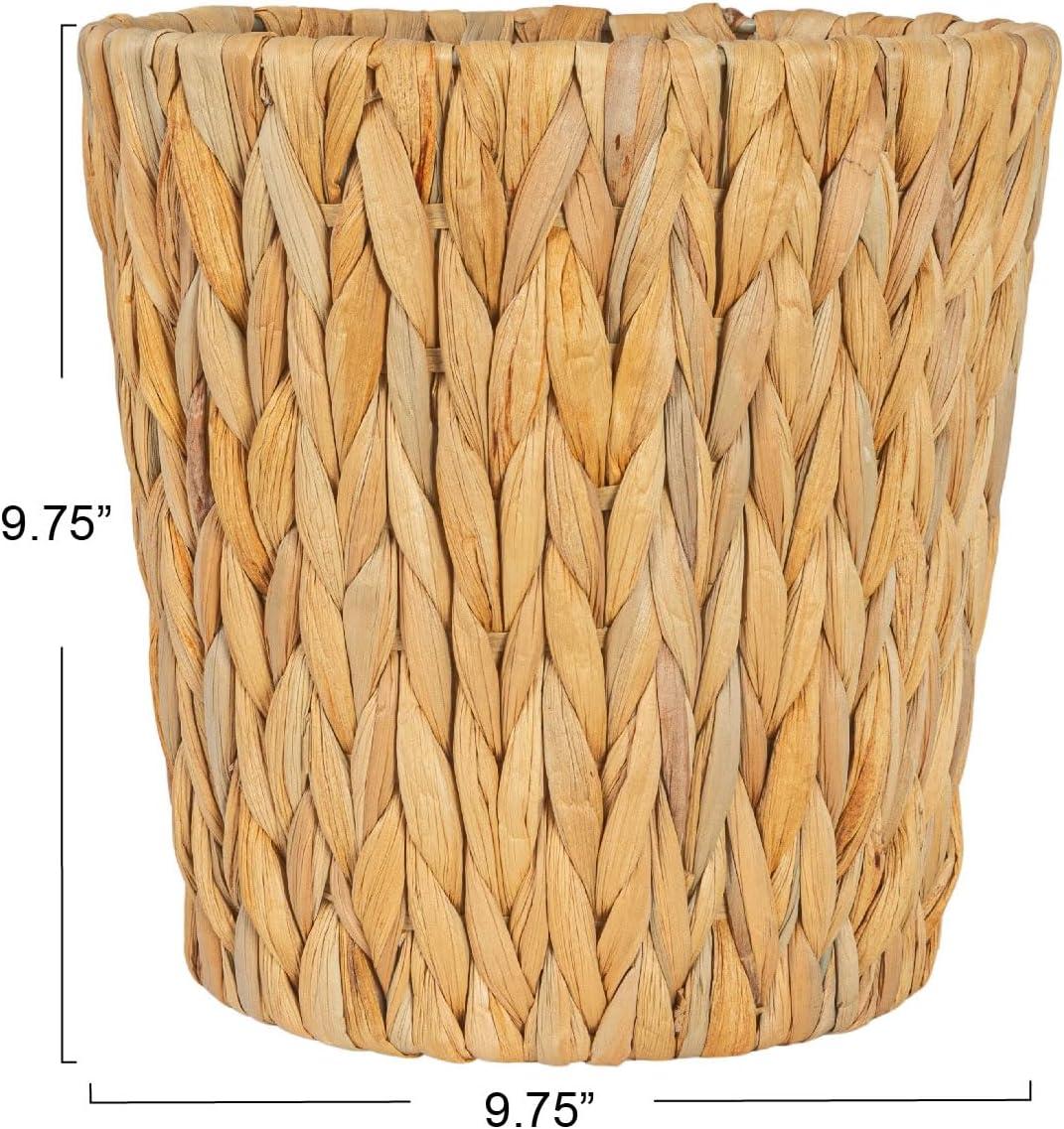 Natural Water Hyacinth Handwoven Waste Basket with Removable Liner