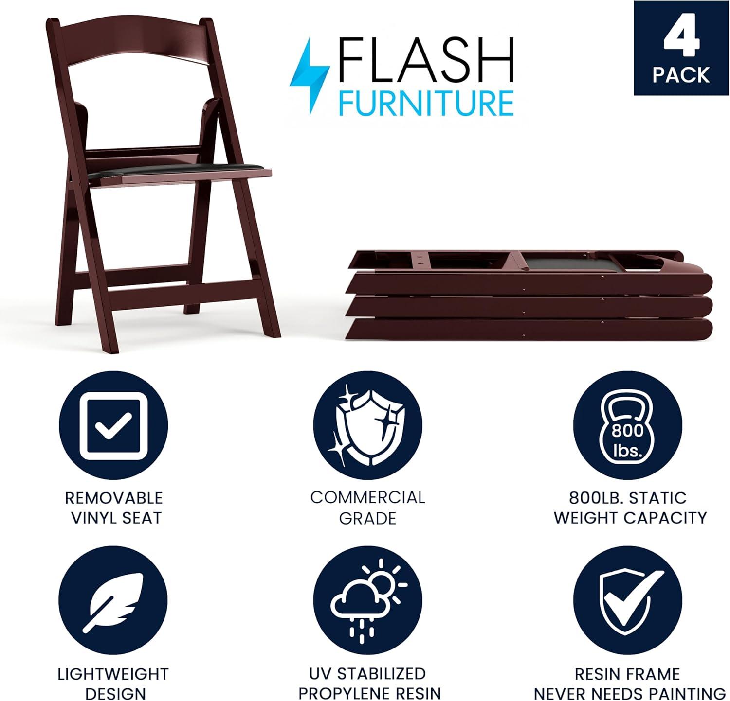 Flash Furniture Hercules Folding Chair - Resin– 4 Pack 800LB Weight Capacity Event Chair