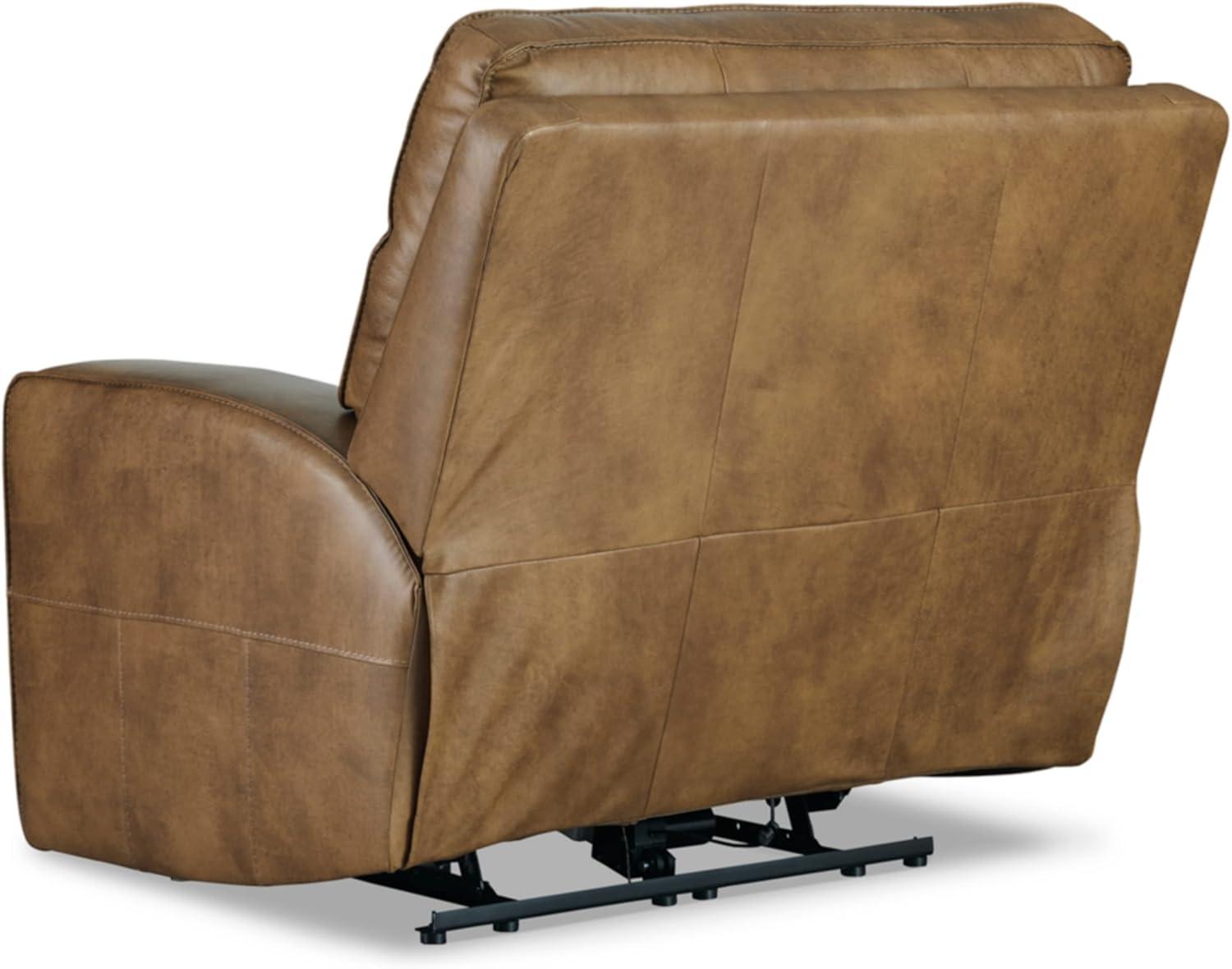 Modern Luxury Top-Grain Leather Power Recliner in Warm Brown