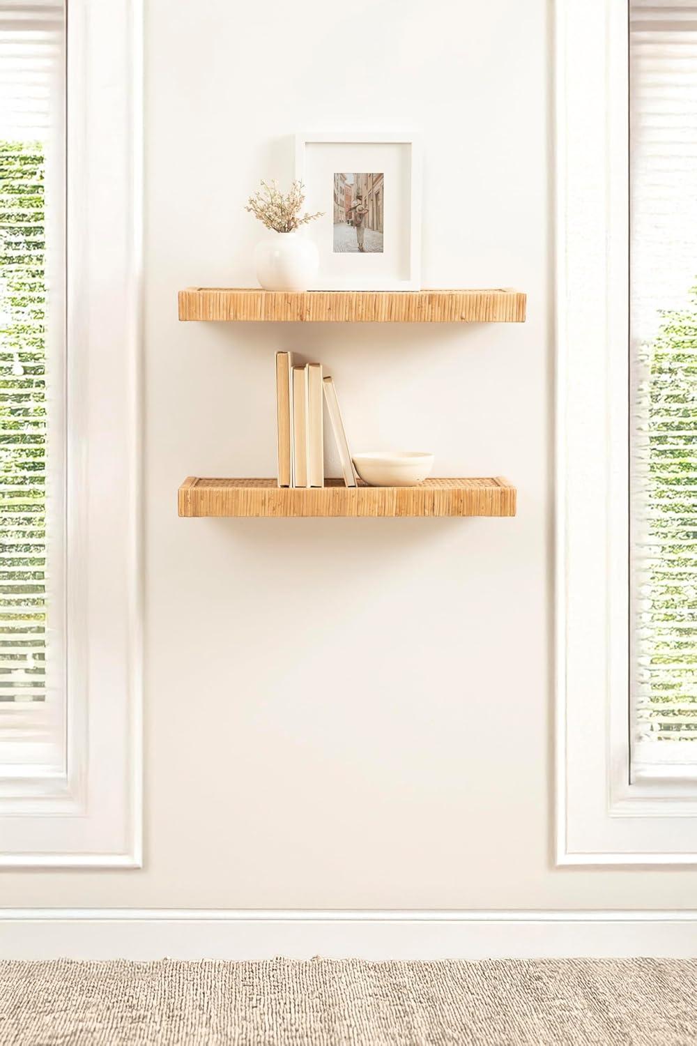 Kate and Laurel Rahmati Two-Piece Rattan Shelf Set