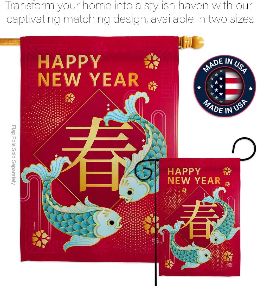 Spring Chinese New Year Garden Flag Home Decor Banner Wall Art Patio Lawn Front Porch Room Small Outdoor Tapestry Yard Sign Lunar New Year Gifts Chinese Decorations Made in USA