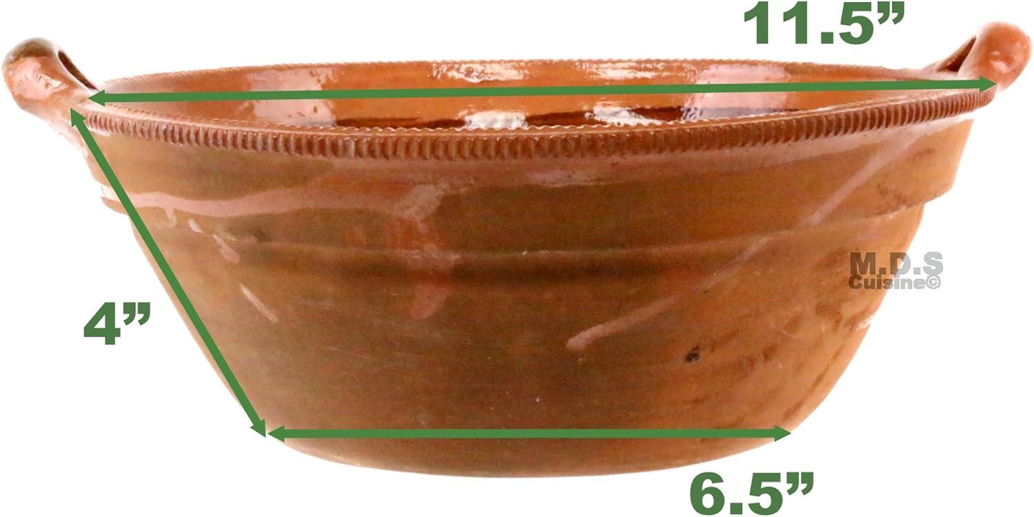 Cazuela De Barro 11.5” Mexican Clay Traditional Casserole Decorative Artisan Artezenia