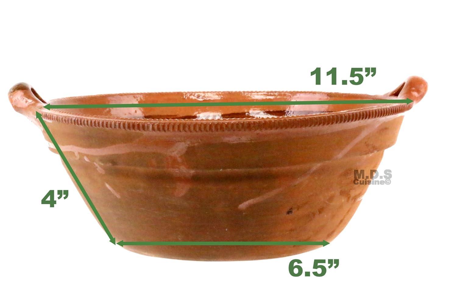 Cazuela De Barro 11.5” Mexican Clay Traditional Casserole Decorative Artisan Artezenia