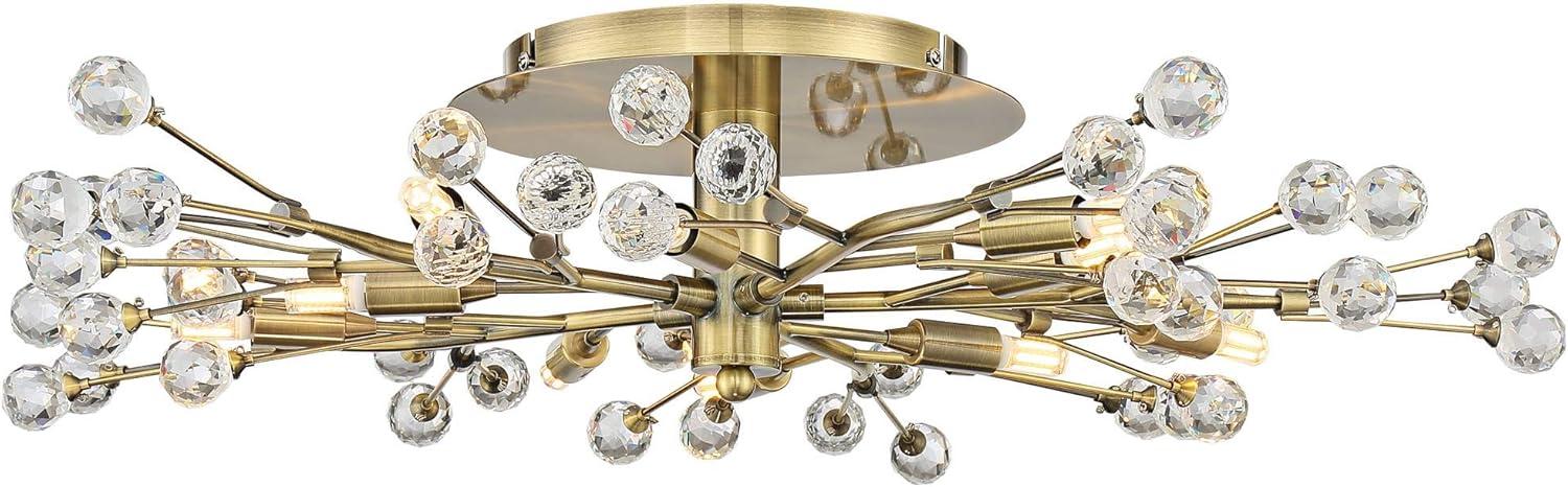 Possini Euro Design Ceiling Light Semi Flush Mount Fixture LED Brass 27 1/2" Wide 10-Light Crystal Berry for Living Room