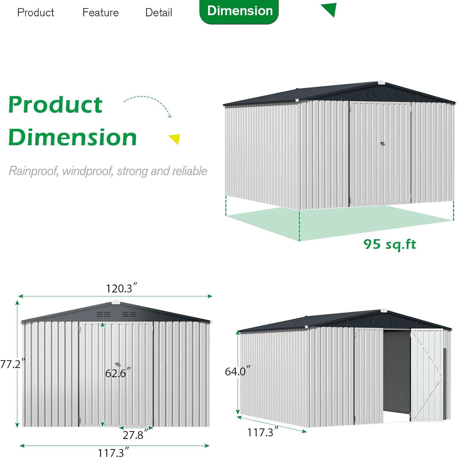 AECOJOY 5' x 3' Outdoor Storage Shed, Small Metal Shed with Lockable Door, Utility and Tool Storage for Garden, Backyard, Patio, Outside use in White