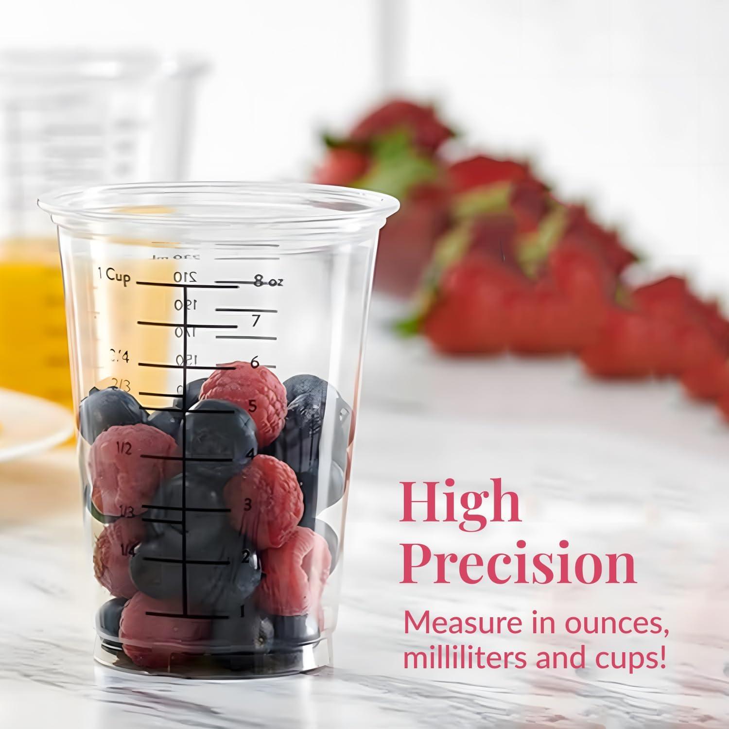 Prestee 50 Disposable Measuring Cups - 8 Oz | Resin Mixing Cups For Epoxy Resin | Plastic Measuring Cups | Liquid Measuring Cups Plastic | Dry Measuring Cups | Paint Mixing Cups