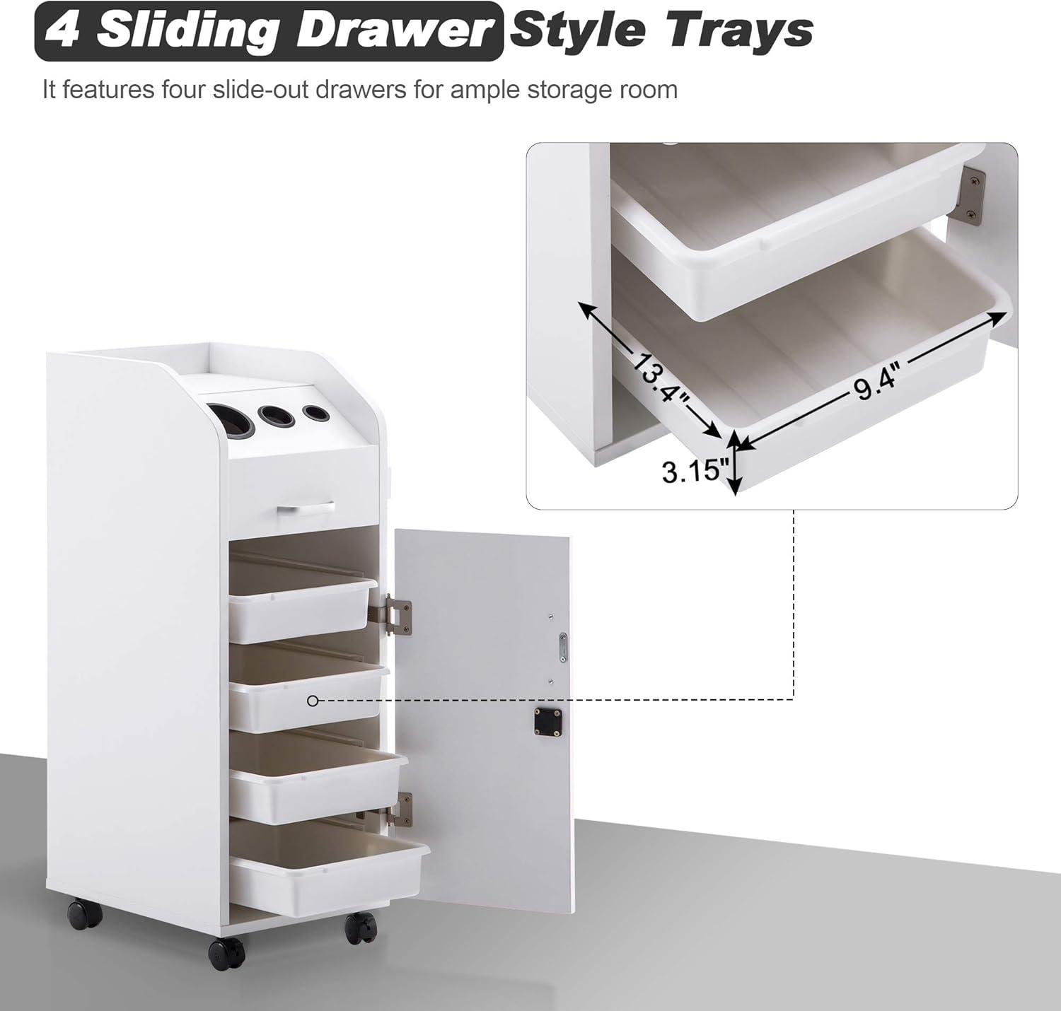 Ktaxon Salon Trolley Storage Cart Mobile Salon Equipment for Beauty SPA Tattoo, White