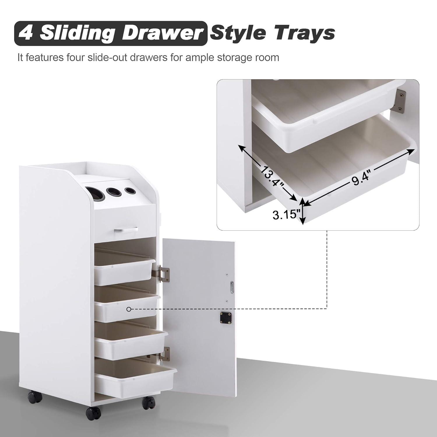 Ktaxon Salon Trolley Storage Cart Mobile Salon Equipment for Beauty SPA Tattoo, White