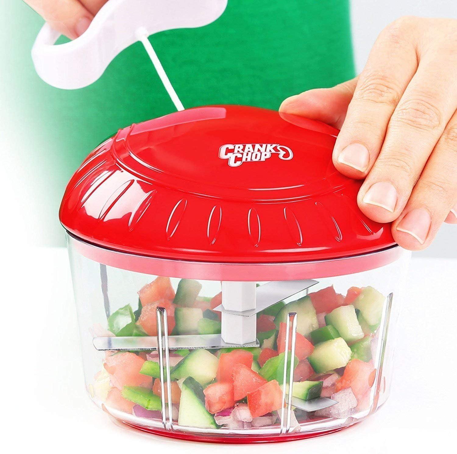 Red Manual Food Chopper with Clear Container