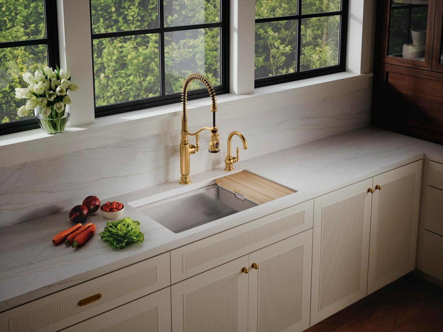 Strive® 32" L x 18.25" W Undermount Single Bowl Kitchen Sink with Basin Rack