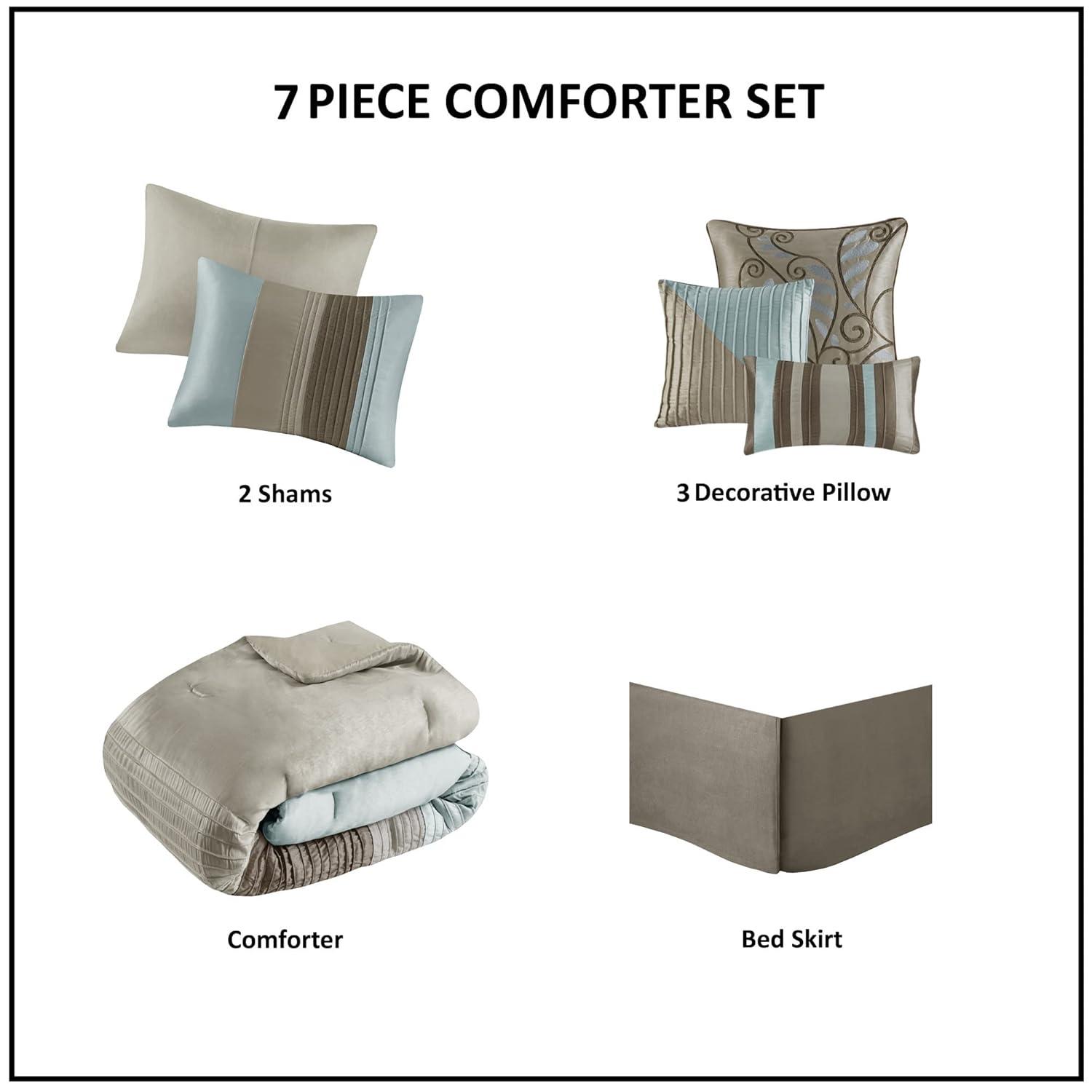 Madison Park Amherst 7 Piece Striped and Pleated Comforter Set