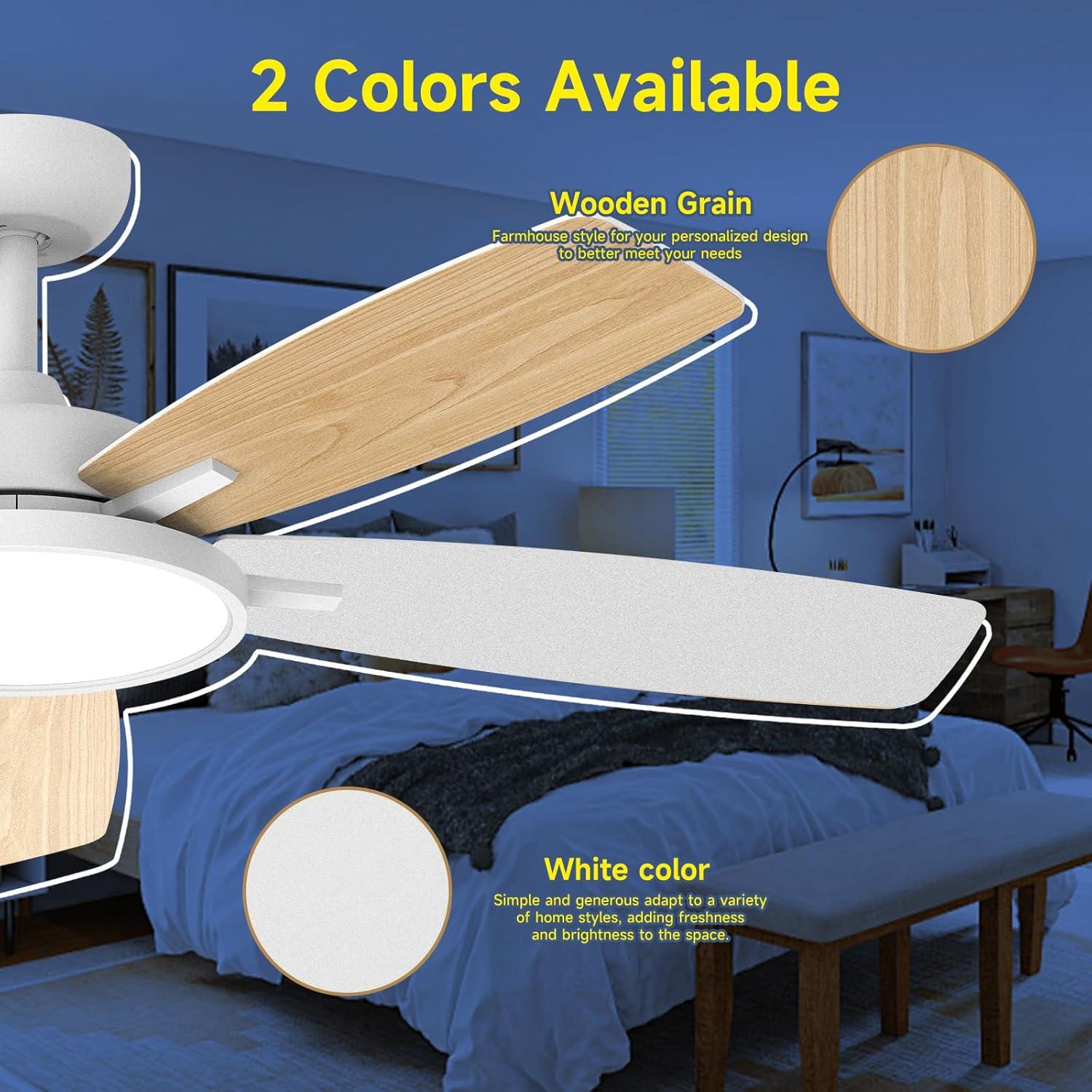 T5 52 in. Smart Indoor White Ceiling Fan with Dimmable LED Light Compatible with Google Home Alexa App Control