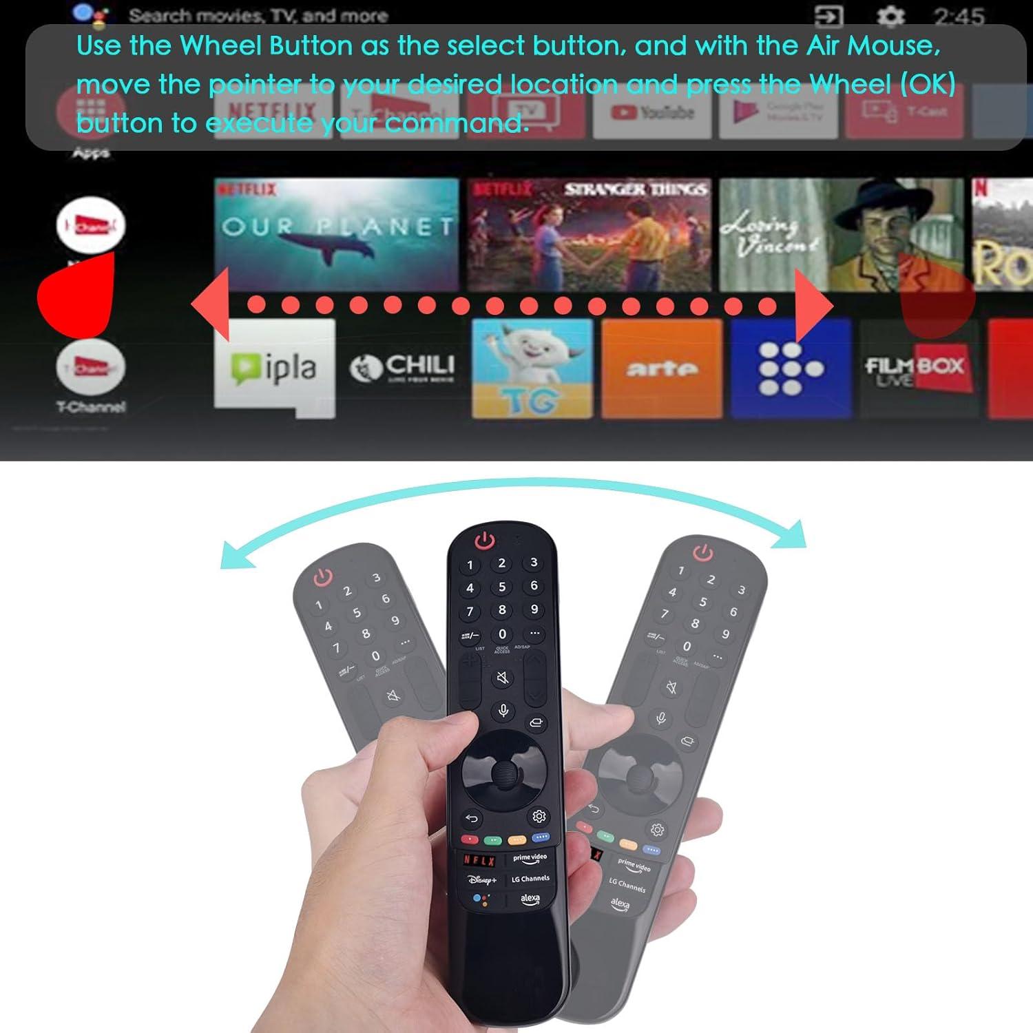 Black Voice Remote Control for LG Smart TV with Pointer and Voice Function