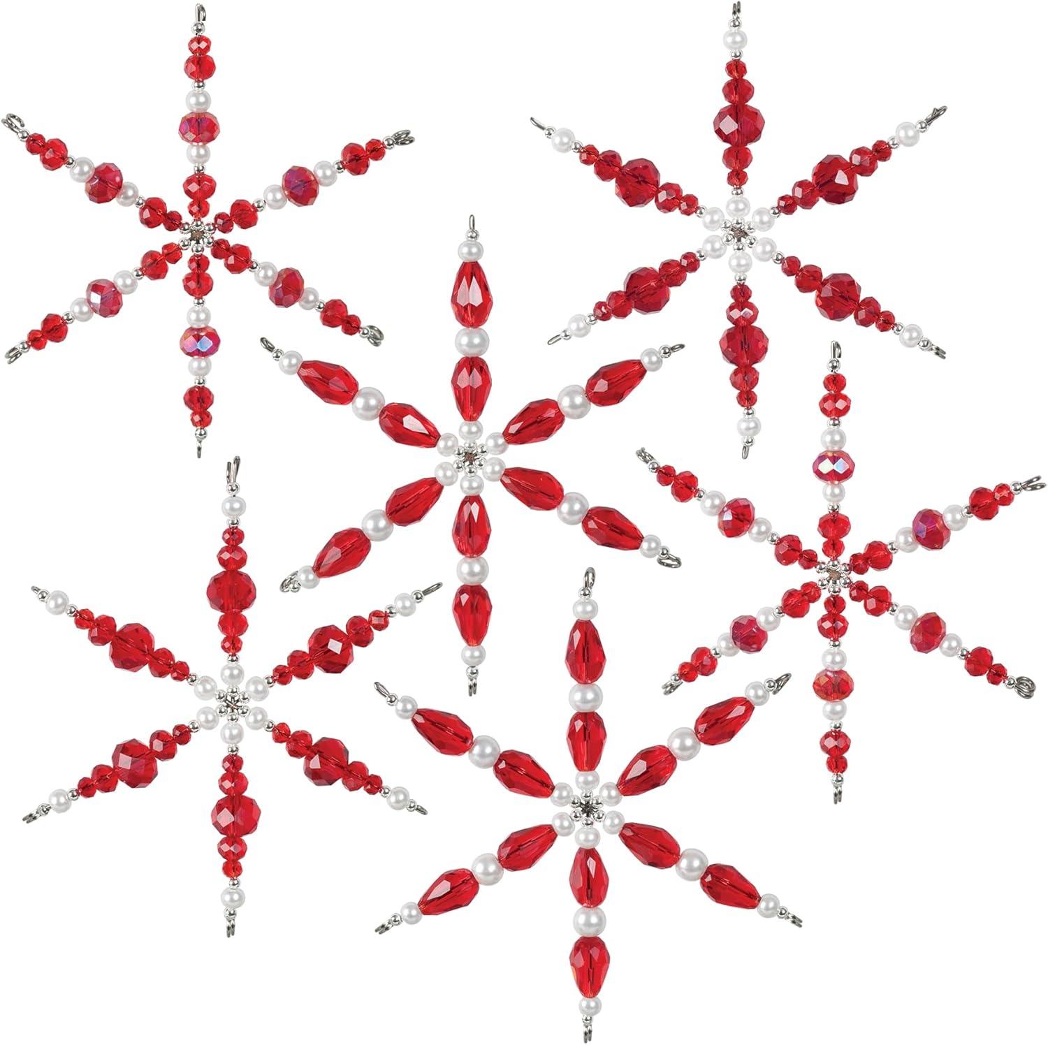 Nostalgic Christmas Beaded Crystal Ornament Kit-Ruby Snowflakes