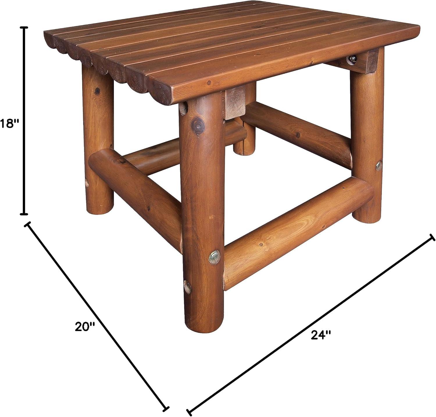Leigh Country Amber Log Perch Handcrafted Hardwood Acacia Small Rectangular Accent Side End Table for Outdoor, Patio, and Garden, Brown