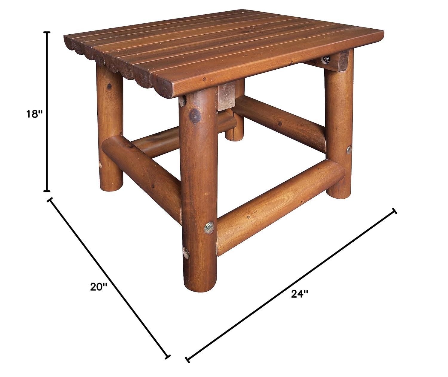 Leigh Country Amber Log Perch Handcrafted Hardwood Acacia Small Rectangular Accent Side End Table for Outdoor, Patio, and Garden, Brown