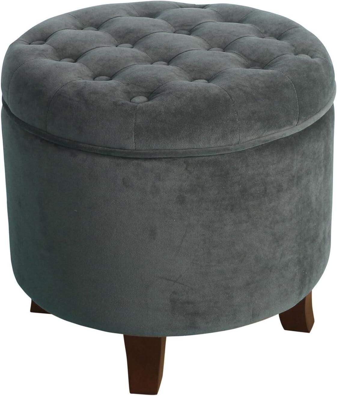 Large Round Button Tufted Storage Ottoman - HomePop