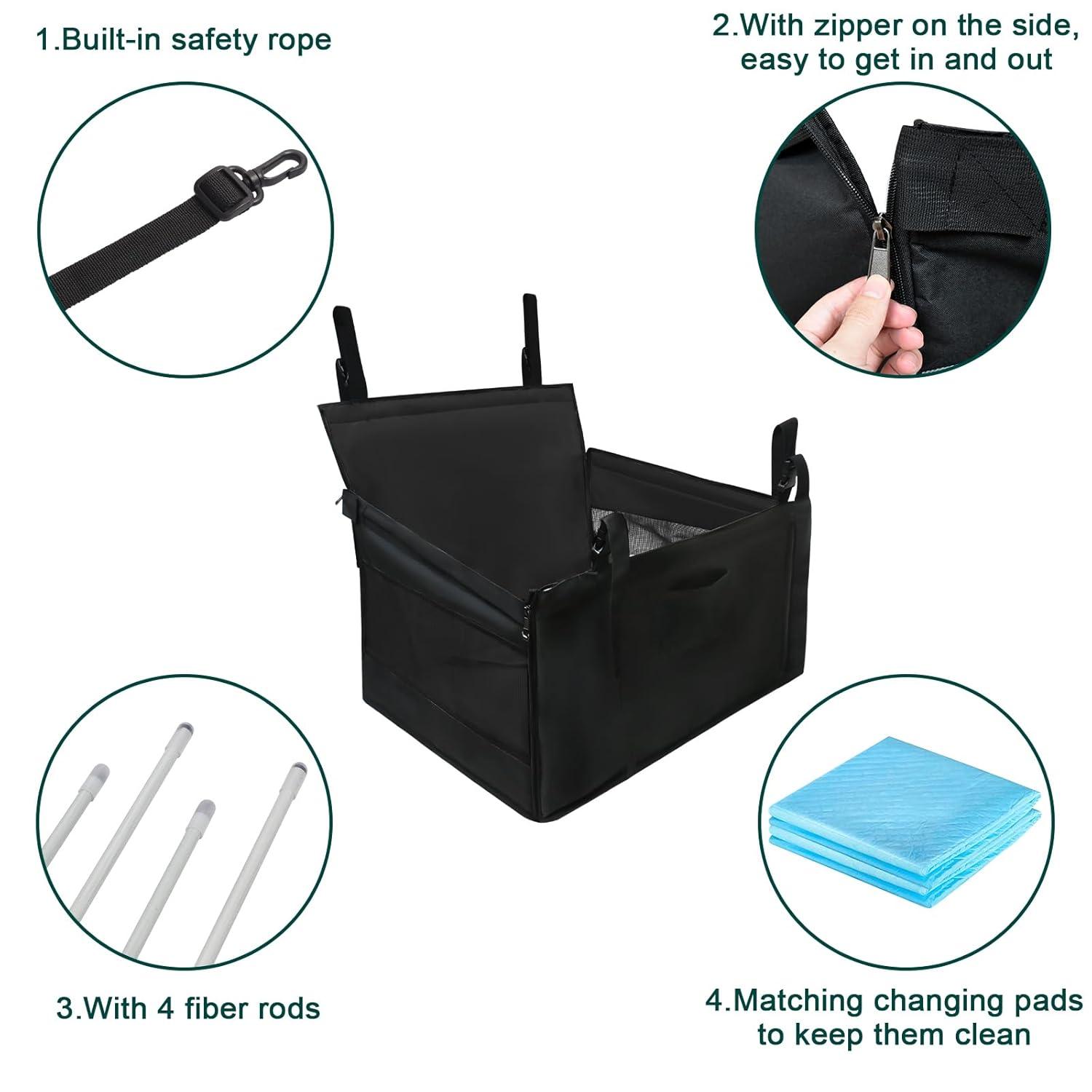 Extra Large Black Dog Car Seat with Adjustable Straps