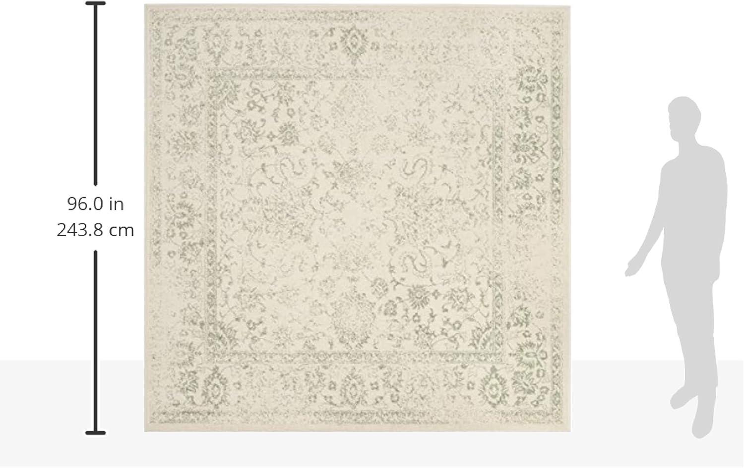 SAFAVIEH Adirondack Wyatt Traditional Area Rug, Ivory/Sage, 8' x 8' Square