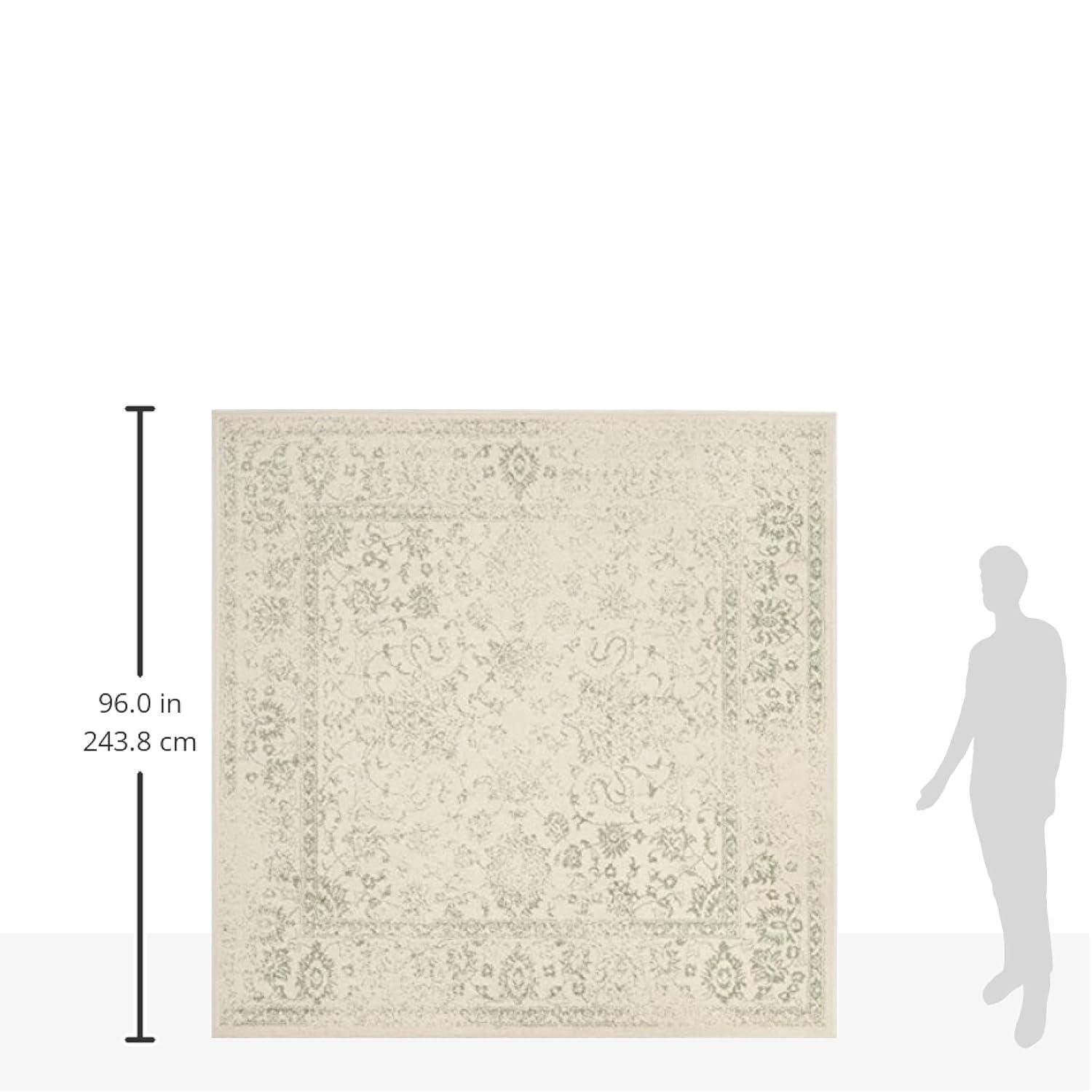 SAFAVIEH Adirondack Wyatt Traditional Distressed Area Rug, Ivory/Sage, 8' x 8' Square