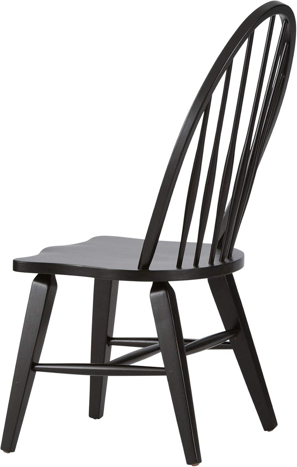 Black Wood Windsor Slat Back Side Chair