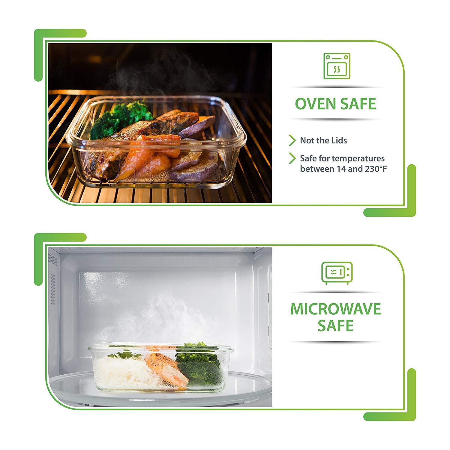 Glass Meal Prep Containers,Glass Storage Containers with Lids,Dishwasher Microwave Freezer Oven Safe(5 Pack 30 Oz)