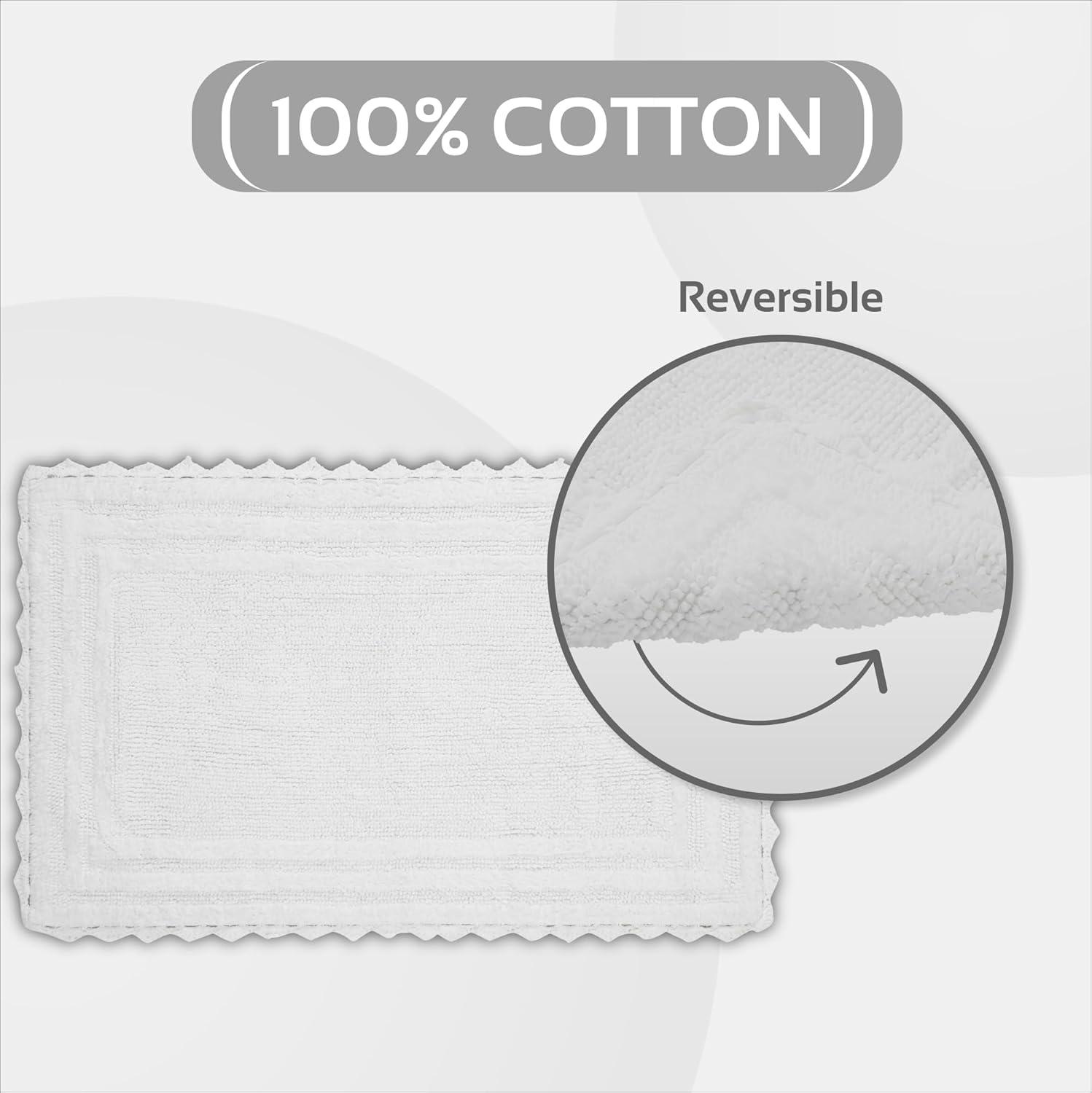 Better Trends Lilly Crochet 100% Cotton Tufted Reversible Bath Rug 21" x 34" Rectangle - White
