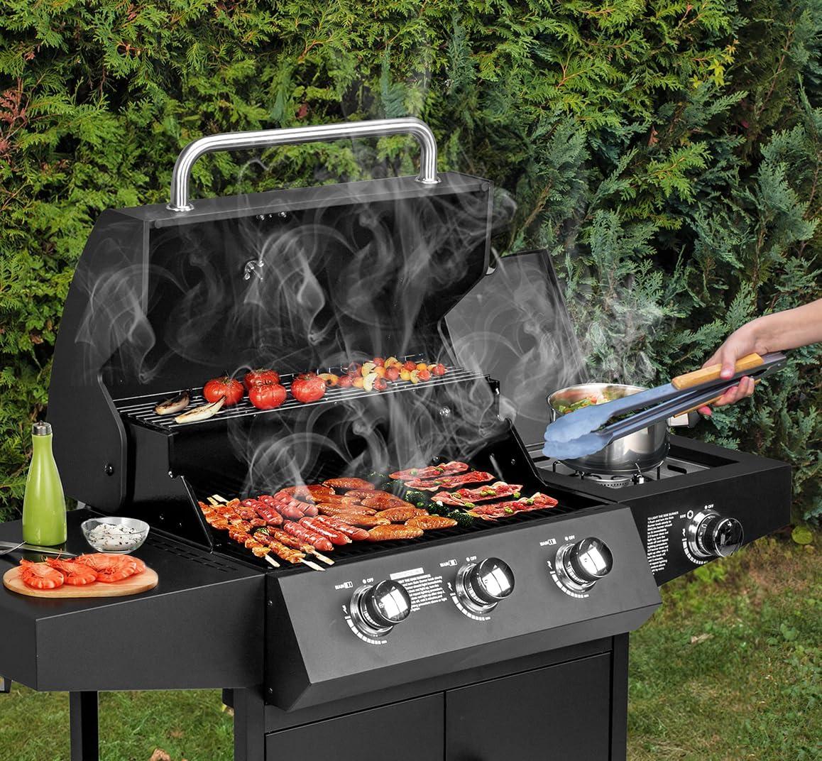 3 Burner Propane Gas Grill With Side Burner