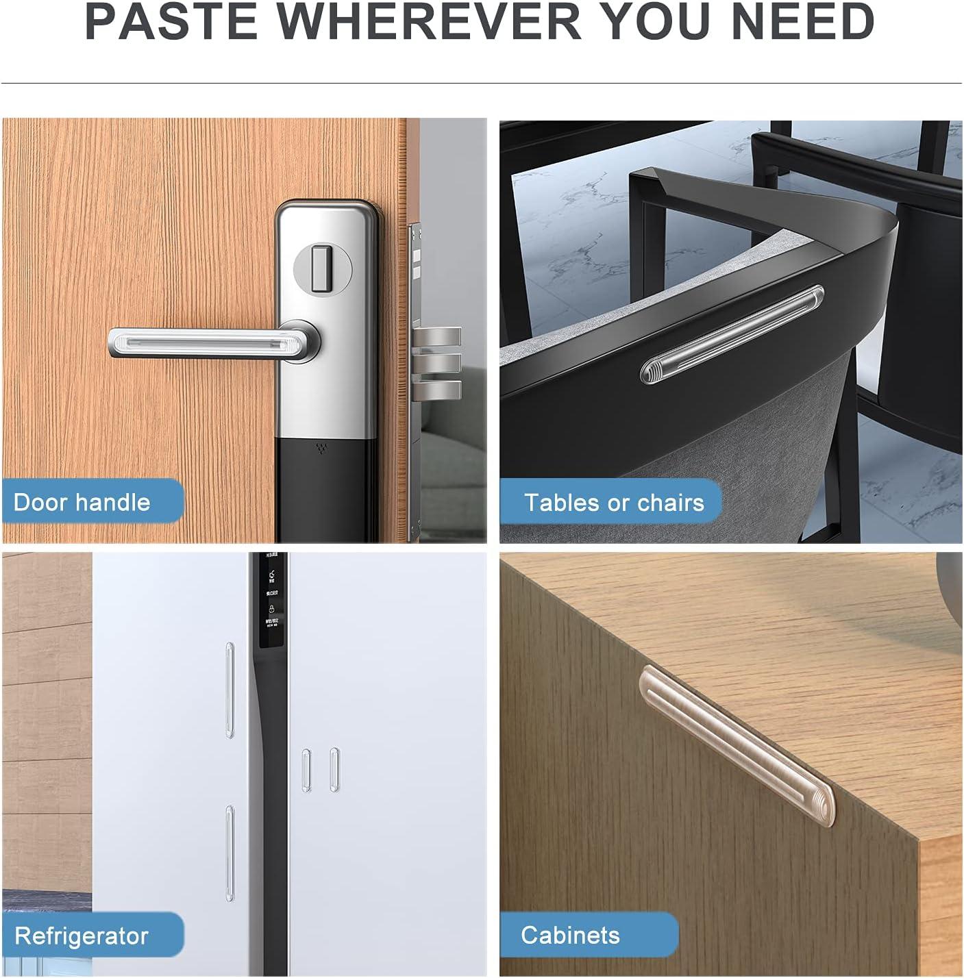 Clear Cabinet Door Bumpers, xuenair Cabinet Bumpers Clear Wall Protector,Cabinet Door Bumpers for Kitchen Cabinets, Car Doors, Furniture, Toilet Lids etc(4 Long 4 Short,8 PCS)