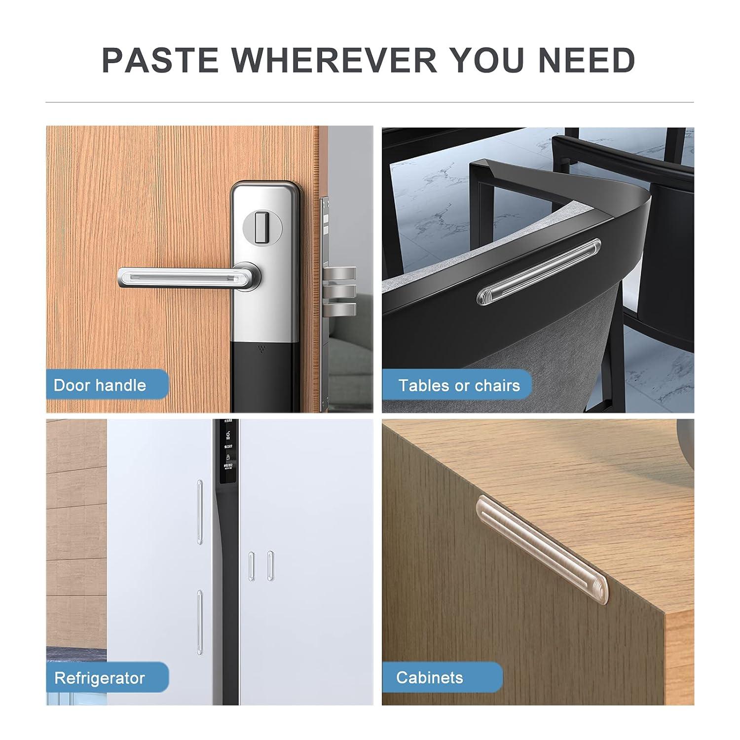 Clear Cabinet Door Bumpers, xuenair Cabinet Bumpers Clear Wall Protector,Cabinet Door Bumpers for Kitchen Cabinets, Car Doors, Furniture, Toilet Lids etc(4 Long 4 Short,8 PCS)