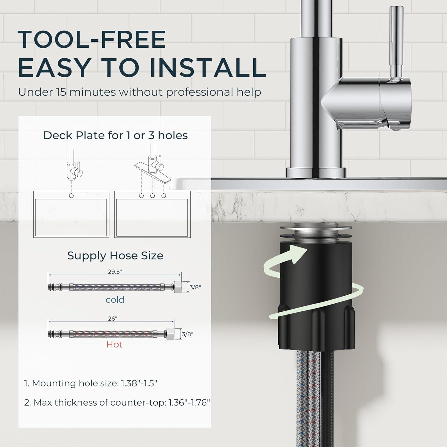 GAGALIFE Single Handle Pull Down Sprayer Kitchen Faucet High Arc Stainless Steel Faucet with 3-Function Sprayer JJL-CL-PT-SDP-C