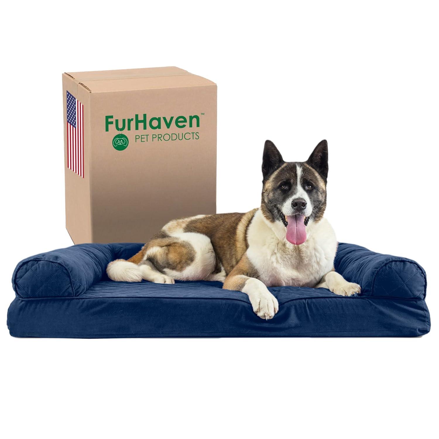 FurHaven Quilted Orthopedic Bolster Sofa Pet Bed