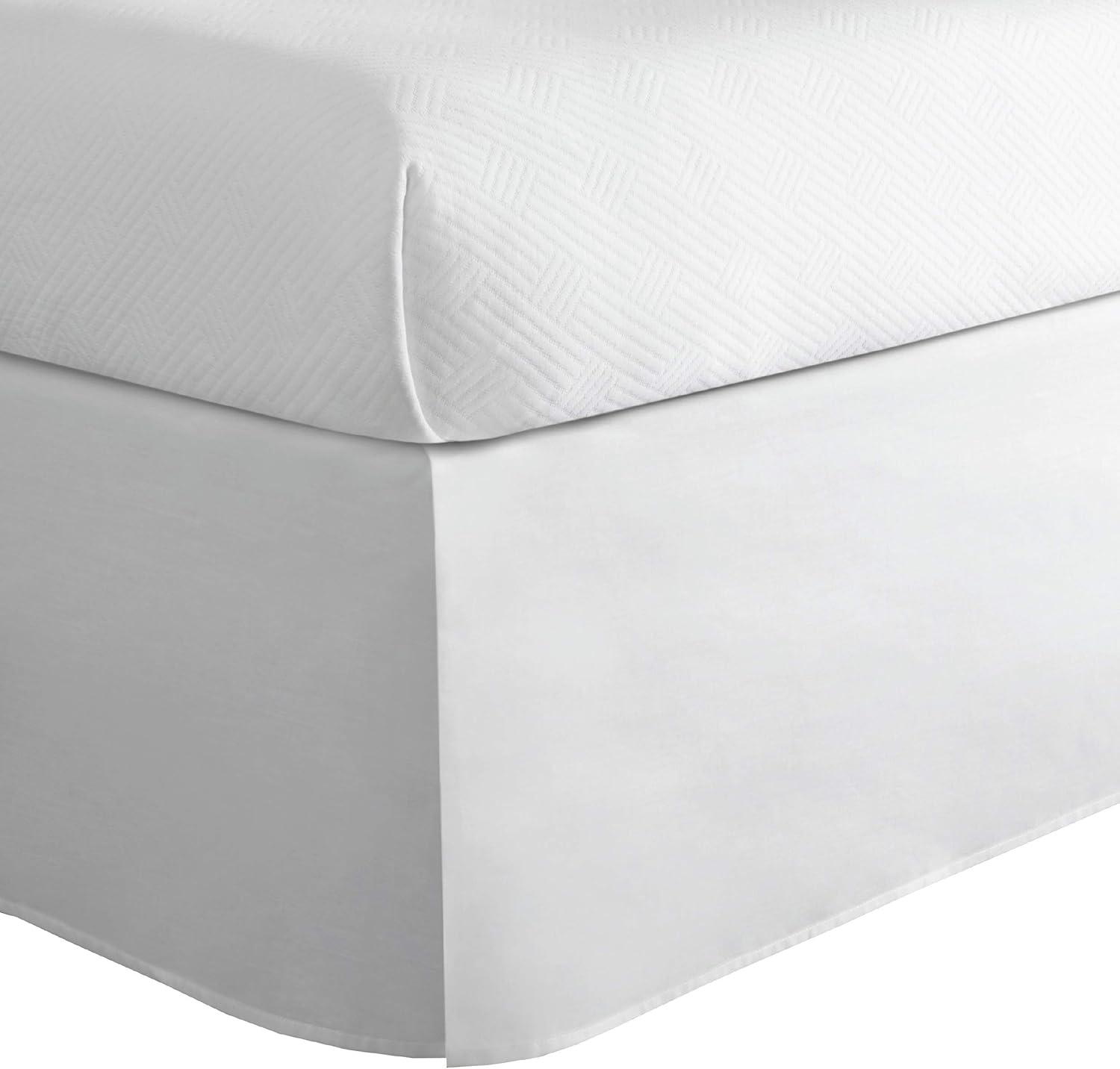 White Cotton Blend Twin XL Bed Skirt with 14-inch Drop