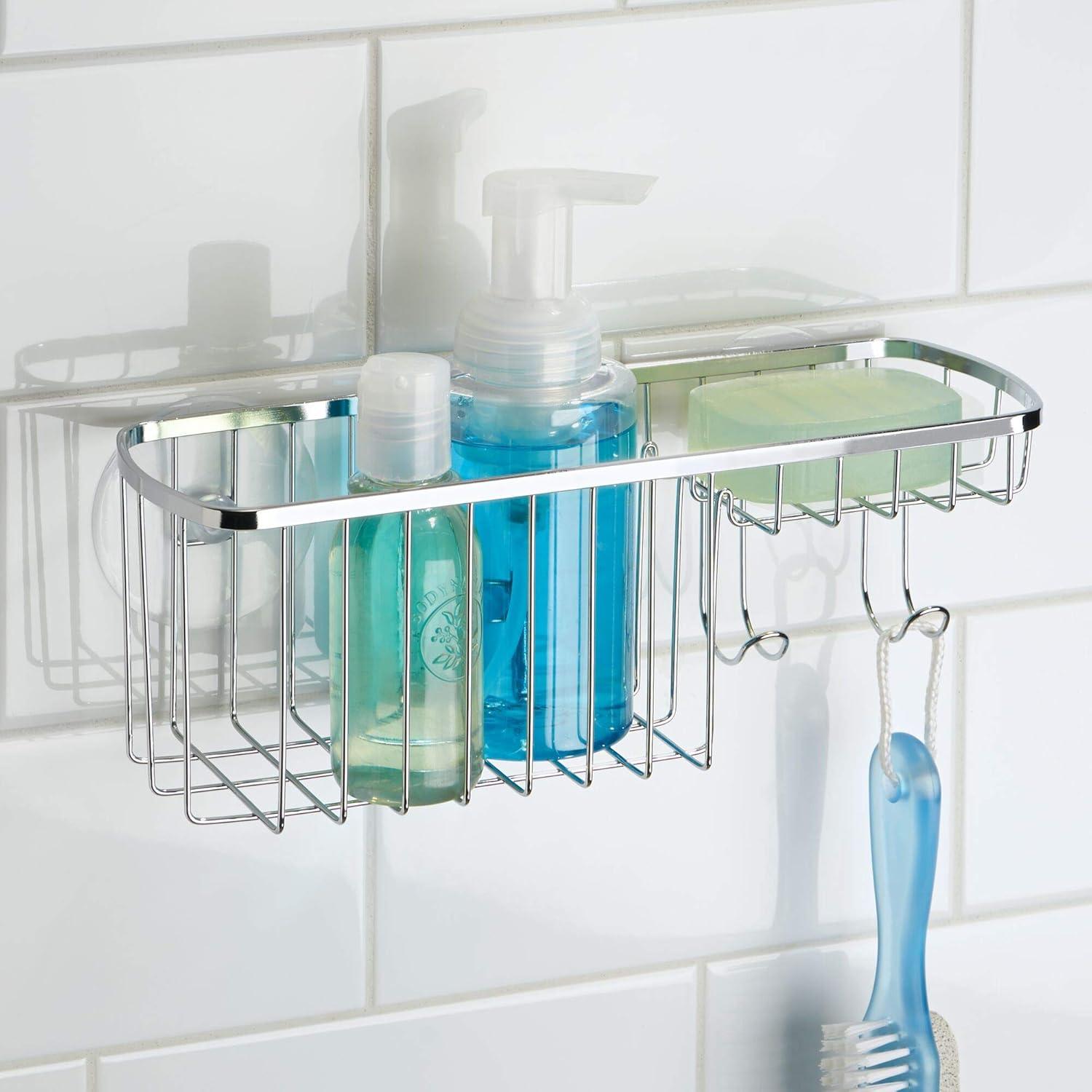 InterDesign iDesign Gia Polished Stainless Steel Bathroom Suction Combo Organizer Basket - 11" x 4.25" x 4" & Reviews | Wayfair