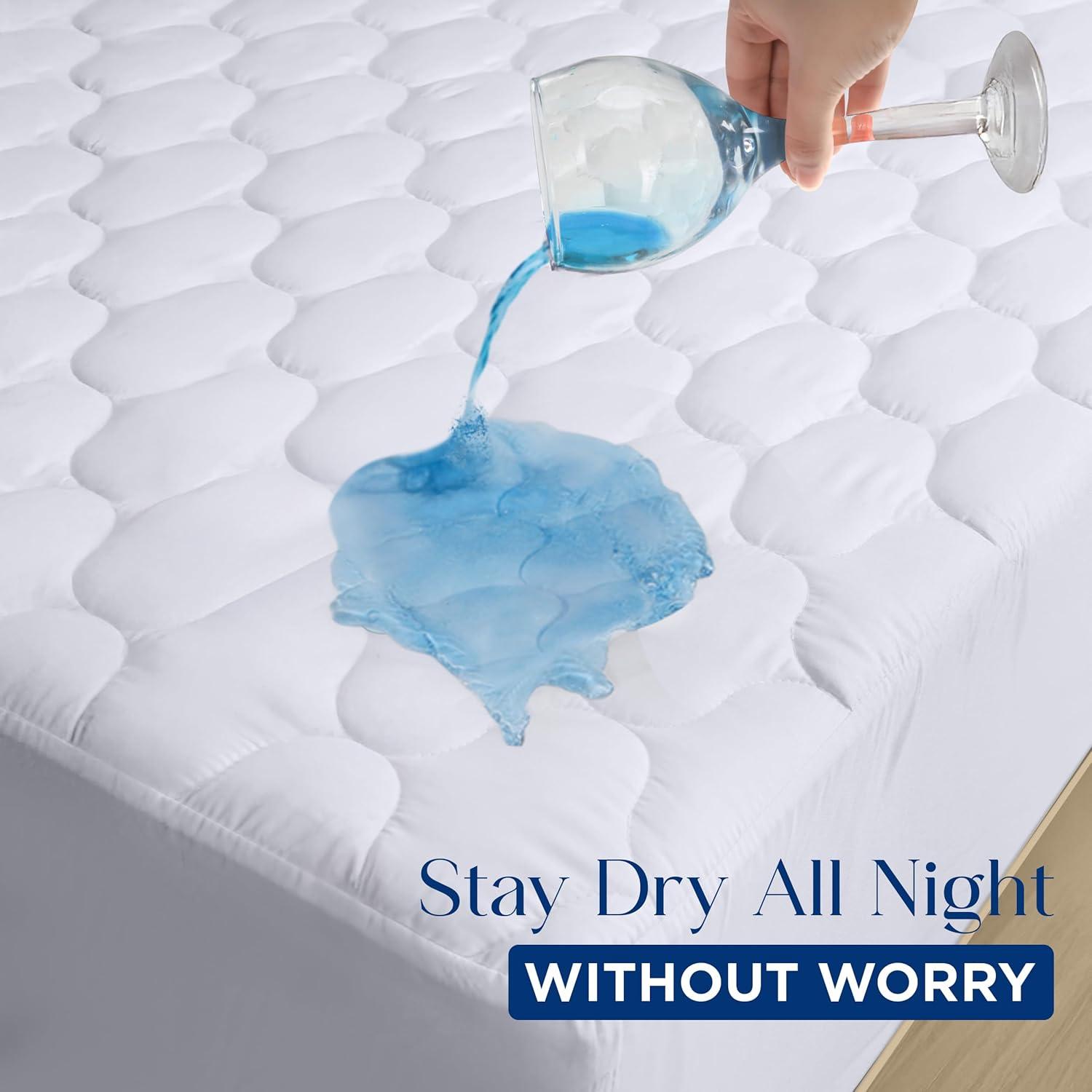 White Quilted Waterproof Queen Mattress Protector Pad