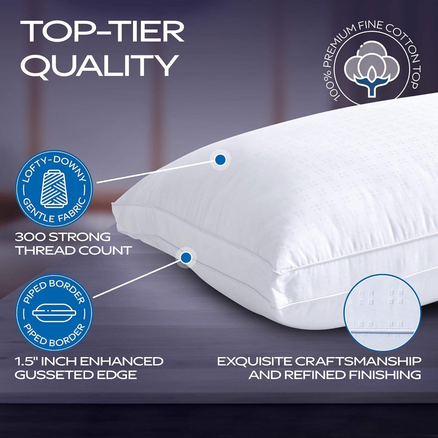 Maxi Breathable Down Alternative Queen Bed Pillow – (2 Pack)