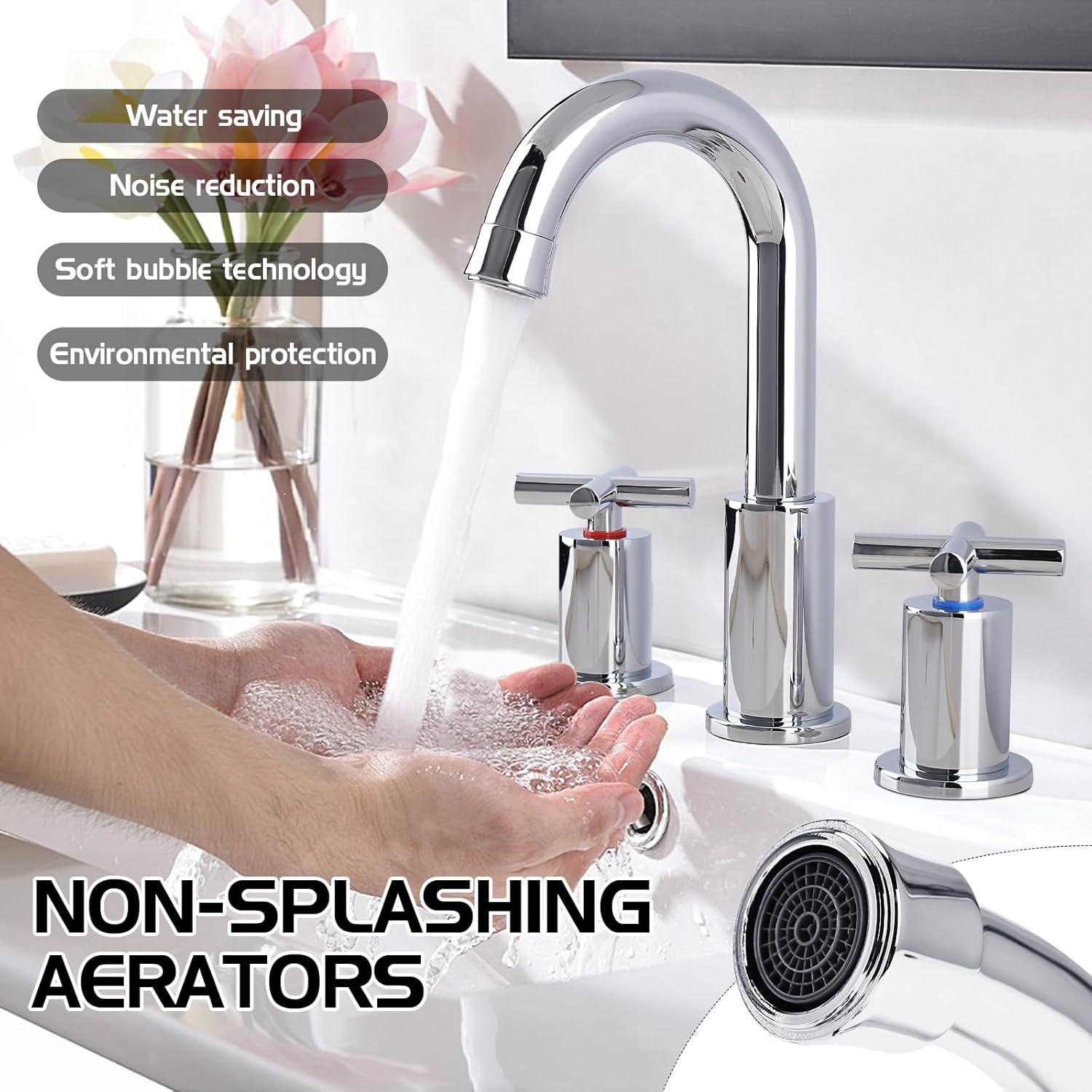 GXCROR Bathroom Faucets for Sink 3 Hole,2-Handle 8 inch Widespread Bathroom Sink Faucet with Pop Up Drain, Brushed Gold Basin Faucet Mixer Taps