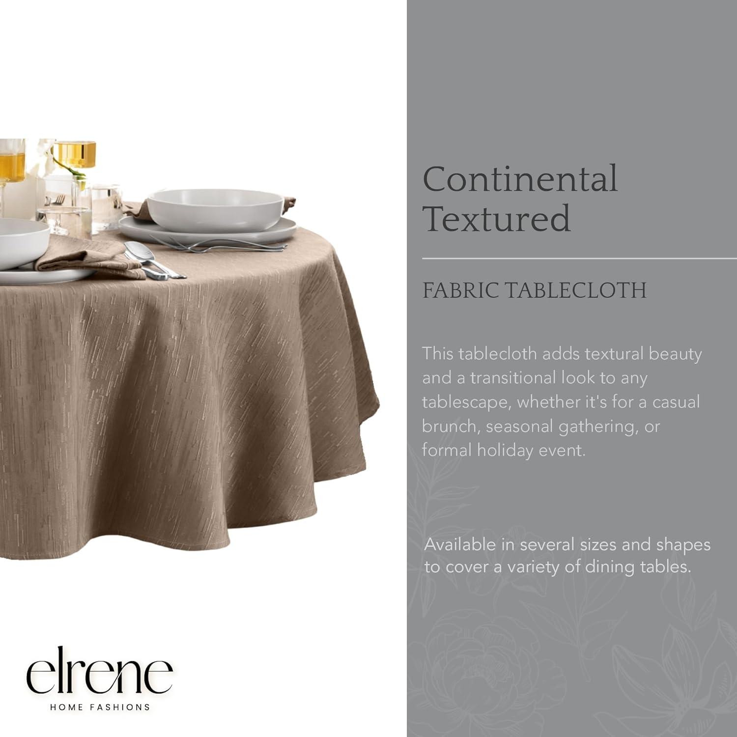 Continental Solid Texture Water and Stain Resistant Tablecloth - 60" x 84" Oval - Taupe - Elrene Home Fashions