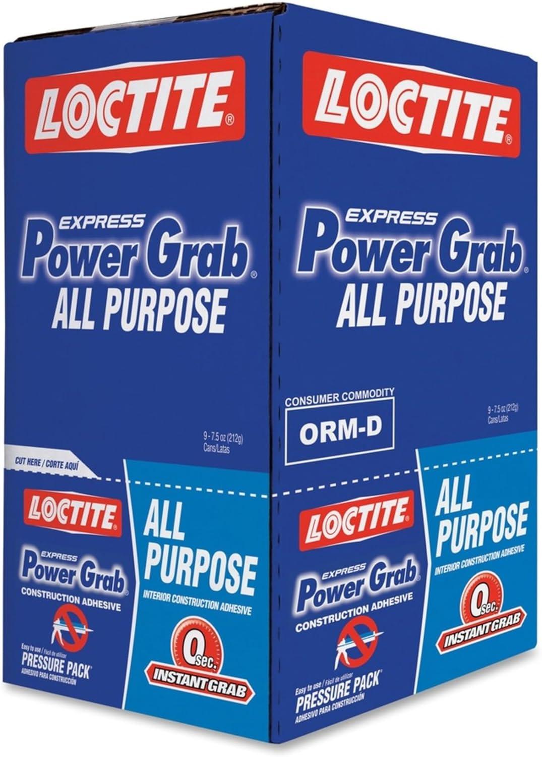 Loctite Power Grab Construction Adhesive All Purpose, Pack of 1, White 7.5 fl oz Pressure Pack