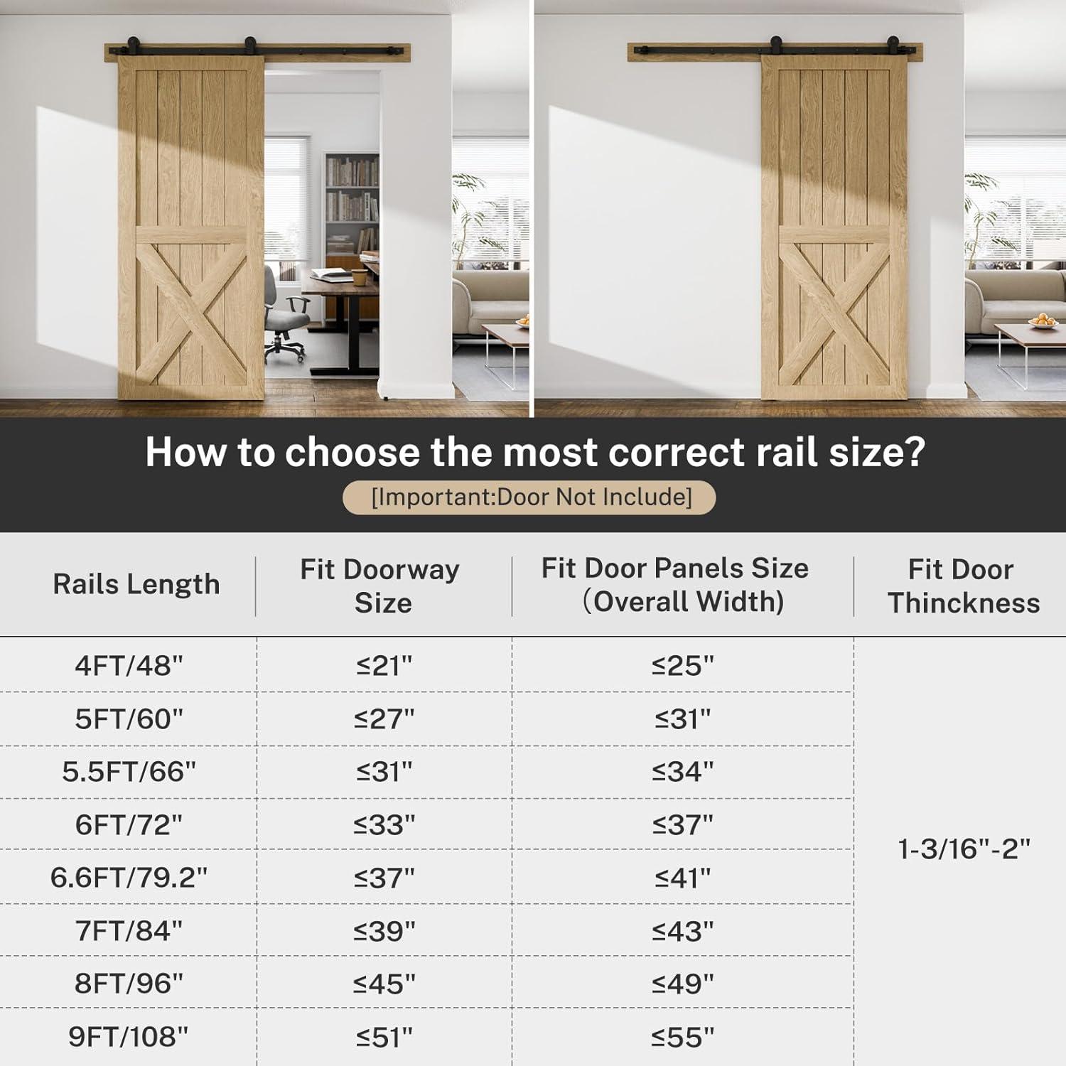 MARLIN MANUFACTURING COMPANY, INCORPORATED 6FT Sliding Barn Door Hardware Kit For Single Wood Door, Smoothly And Quietly, Easy To Install Fit 35" Wide And 1.18"-1.96" Thickness Door Panel, Includes Installation Instruction